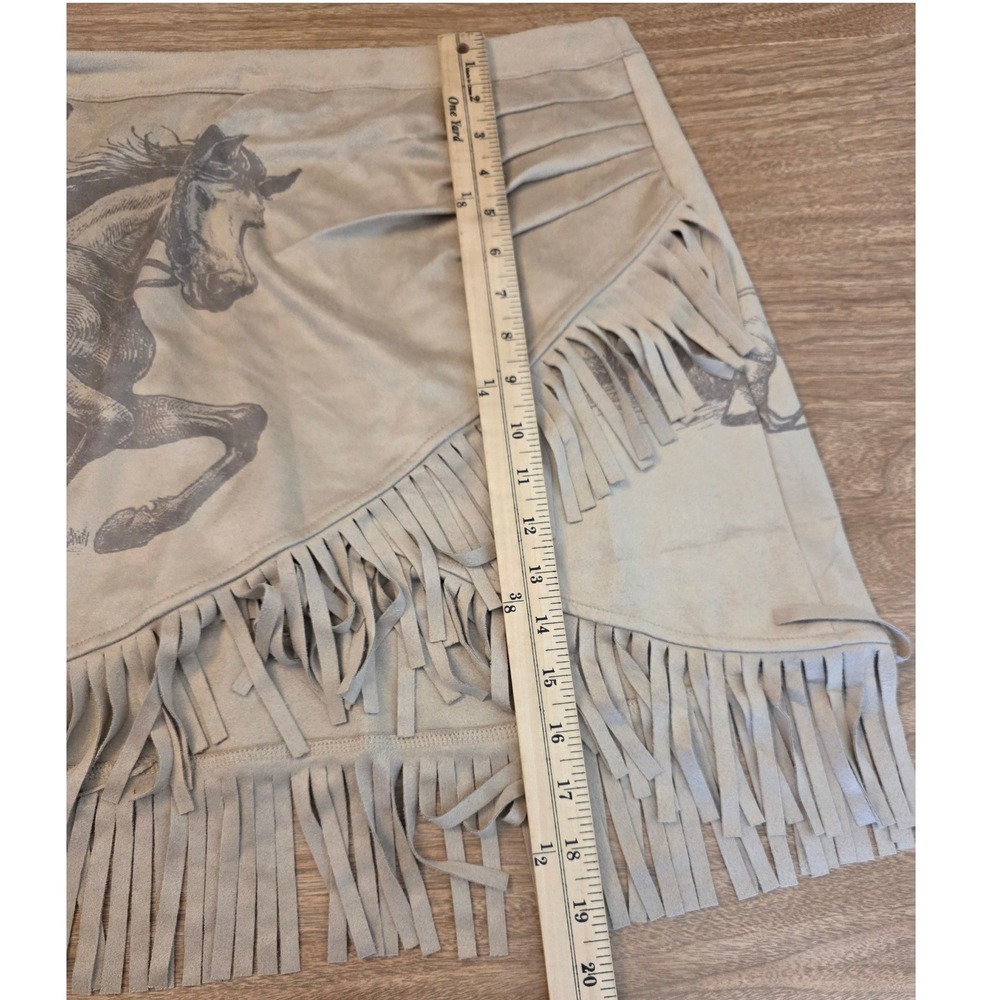 Lucky & Blessed Large Faux Suede Fringe Tassel Cowgirl Short Skirt Western New - Picture 7 of 14